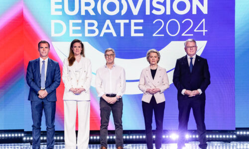 Candidates for the European Commission presidency before the Eurovision debate which took place at the European Parliament on May the 23rd