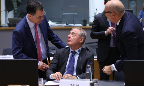 Italian Minister for Enterprises and Made in Italy Adolfo Urso during the Competitiveness meeting