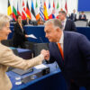 Hungarian Prime Minister Viktor Orban hand kisses the European Commission President Ursula von der Leyen before a debate on EU priorities in the European Parliament